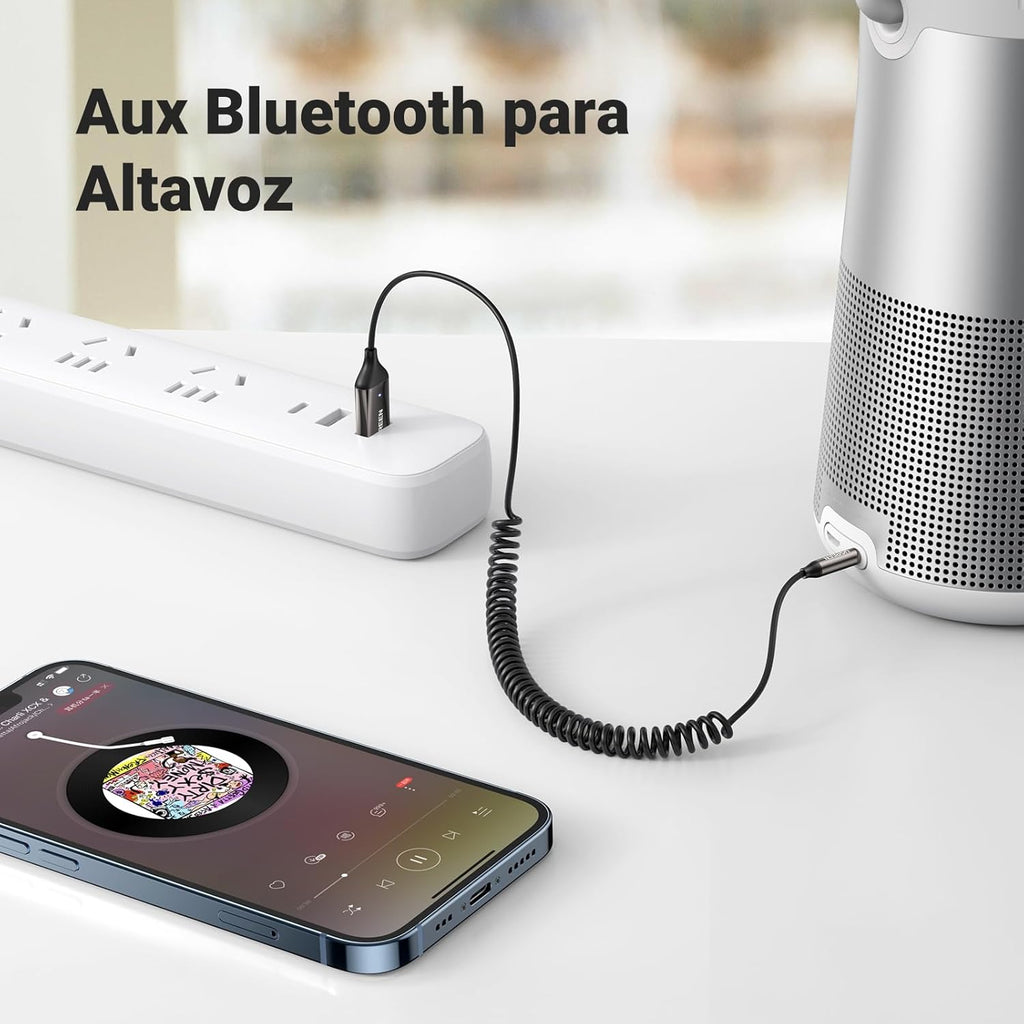 UGREEN Receptor Bluetooth 6.0 Jack AUX Adaptador USB Bluetooth Coche Gris
