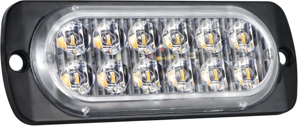 PICAA 2 Piezas Luces De Advertencia De Emergencia De Ámbar De 12 LED, Barra De Luz Estroboscópica Intermitente Peligro 12V 24V Para Coche Offroad Camión