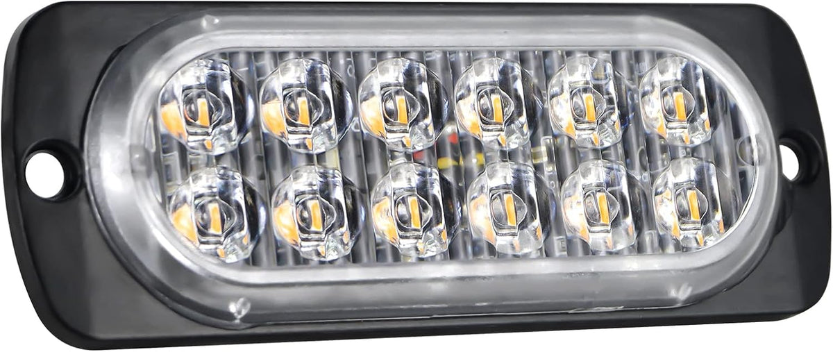 PICAA 2 Piezas Luces De Advertencia De Emergencia De Ámbar De 12 LED, Barra De Luz Estroboscópica Intermitente Peligro 12V 24V Para Coche Offroad Camión