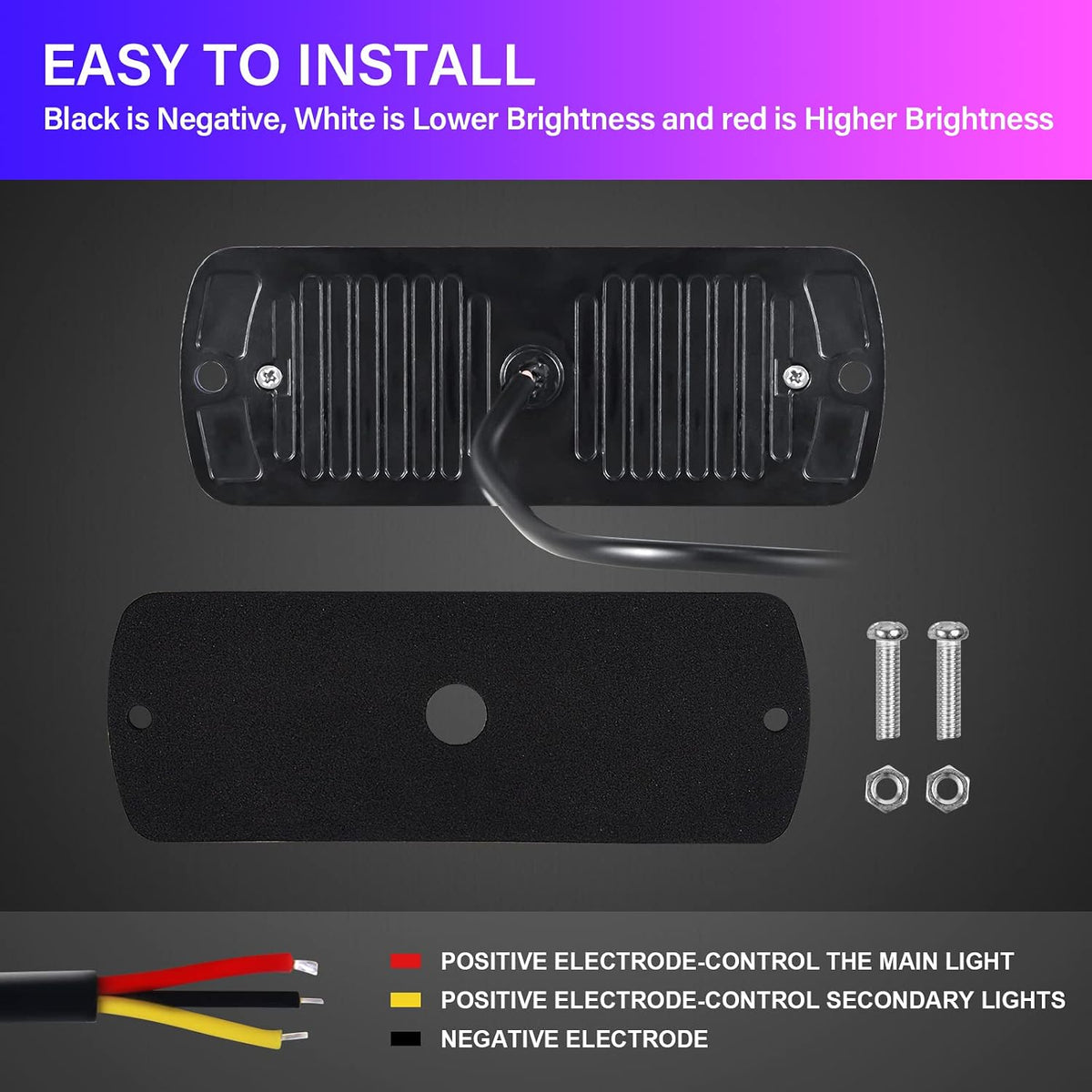 PICAA 2 Piezas Luces De Advertencia De Emergencia De Ámbar De 12 LED, Barra De Luz Estroboscópica Intermitente Peligro 12V 24V Para Coche Offroad Camión