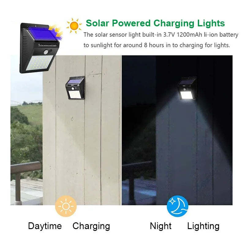 Aplique de pared LED con sensor de movimiento y carga solar para exteriores