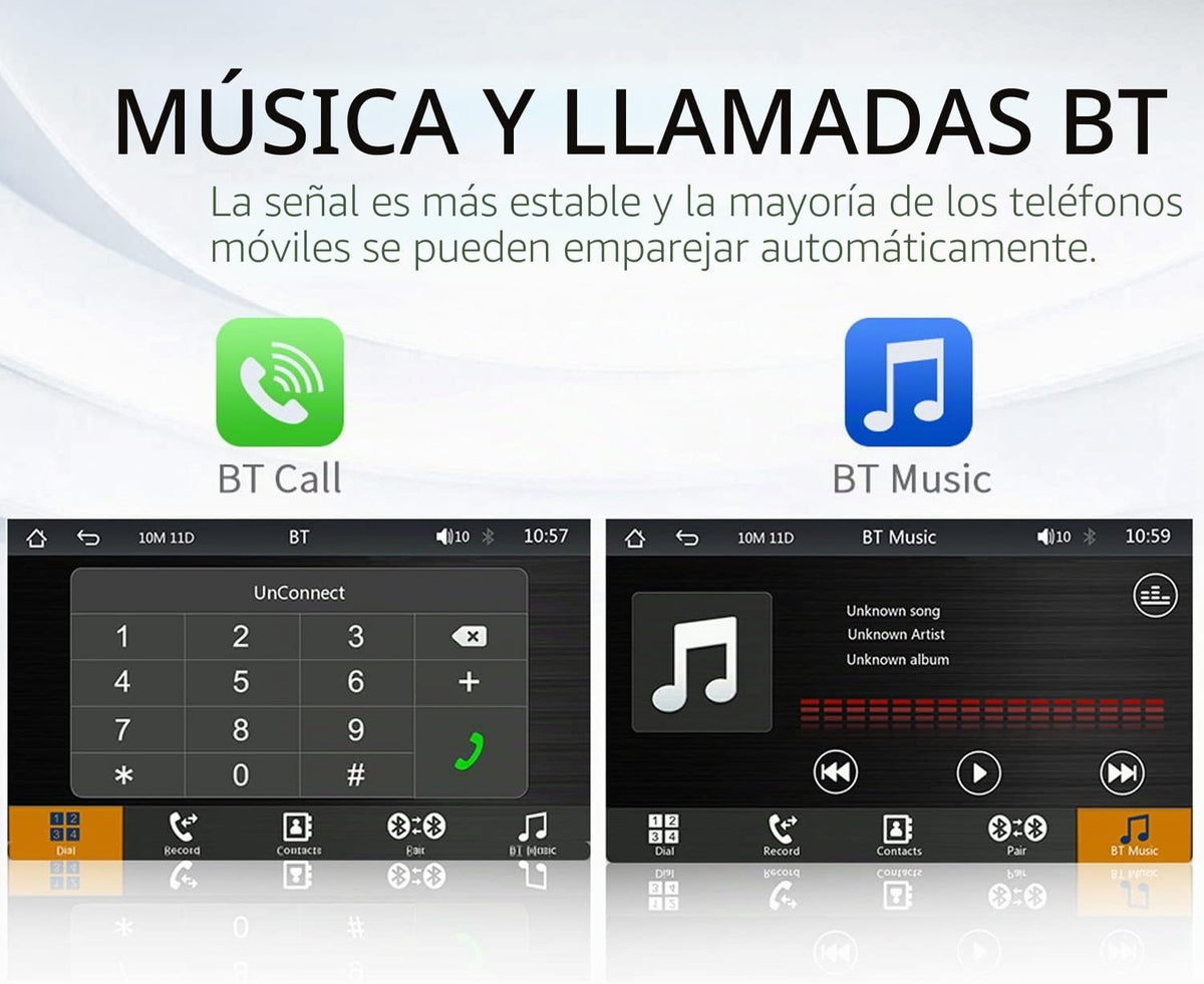 Compatible for Inalámbrico Carplay Android Auto 7" Portátil Estéreo Auto Monitor De Pantalla Táctil HD Radio Para Automóvil Con Bluetooth Mirrorlink Transmisor FM Puerto De Tarjeta AUX/USB/TF