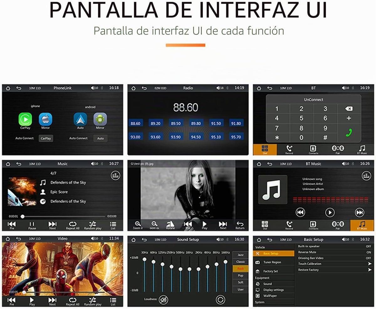 Compatible for Inalámbrico Carplay Android Auto 7" Portátil Estéreo Auto Monitor De Pantalla Táctil HD Radio Para Automóvil Con Bluetooth Mirrorlink Transmisor FM Puerto De Tarjeta AUX/USB/TF
