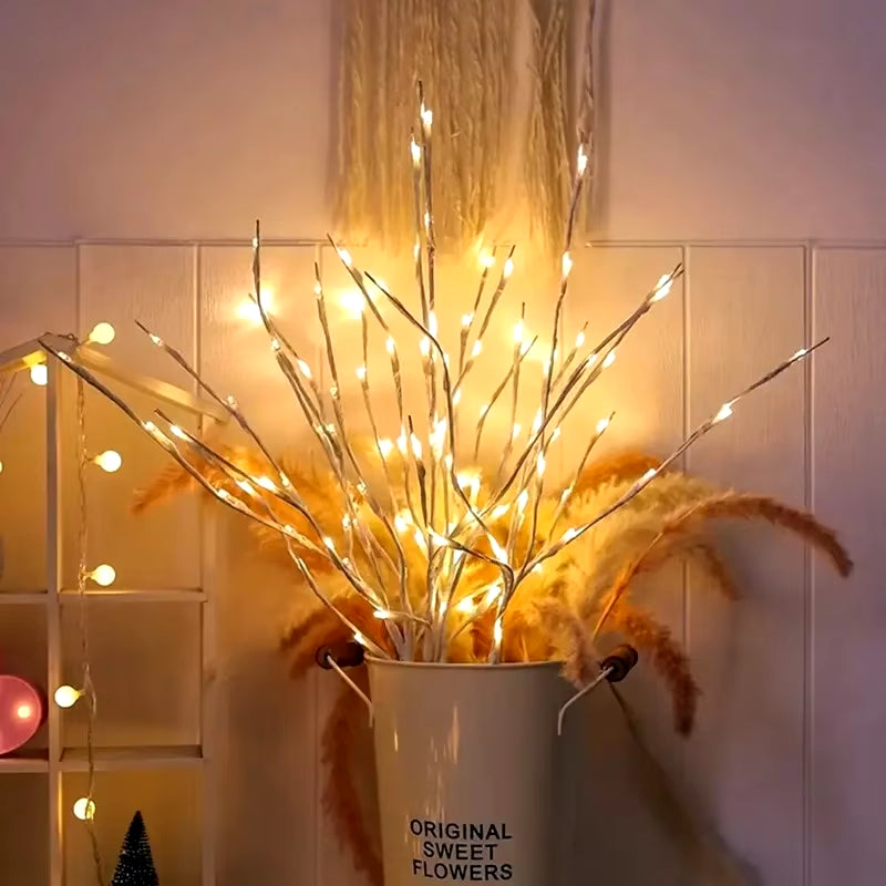 LED White Birch Branch Festive Lights Christmas Tree Branch Fairy Garland Light Party Wedding Decoration Twig Dinner Table Lamp