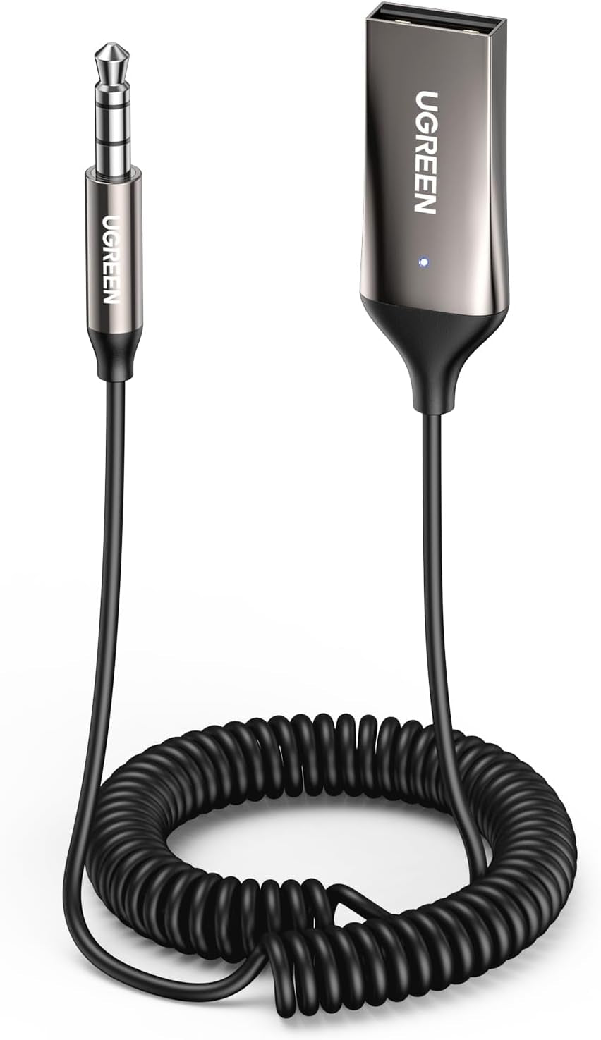 UGREEN Receptor Bluetooth 6.0 Jack AUX Adaptador USB Bluetooth Coche Gris