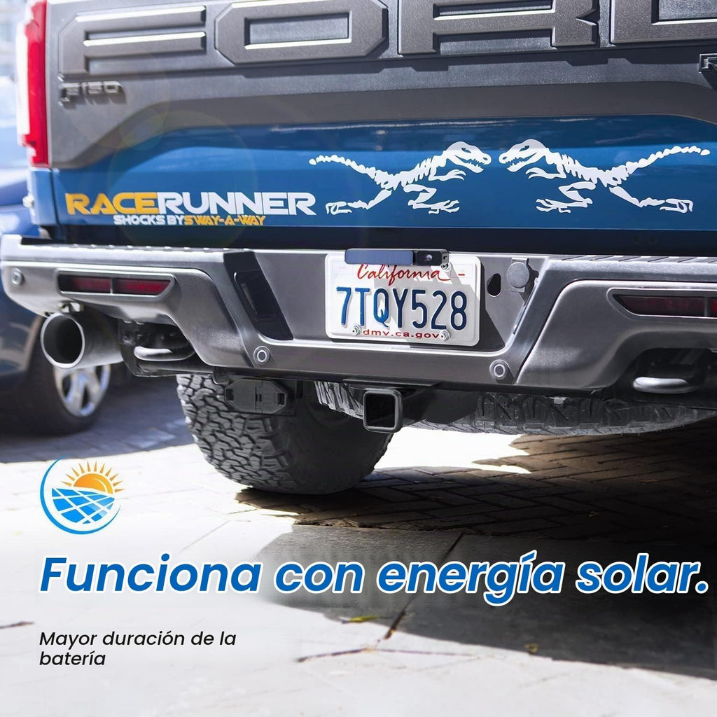 Solar Inalámbrico Cámara De Visión Trasera Del Coche, Cámara Marcha Atrás Con 5" Monitor, Señal Digital Duradera, Ip69K Impermeable Cámara Visión Trasera Coche Para, Ccaravana, Furgoneta
