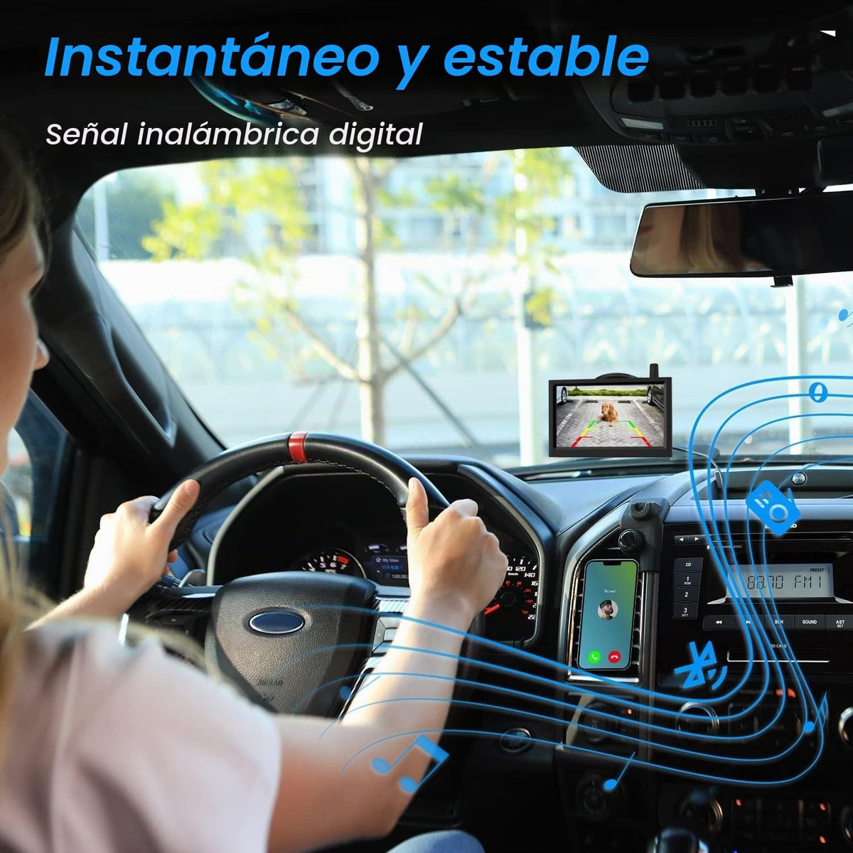 Solar Inalámbrico Cámara De Visión Trasera Del Coche, Cámara Marcha Atrás Con 5" Monitor, Señal Digital Duradera, Ip69K Impermeable Cámara Visión Trasera Coche Para, Ccaravana, Furgoneta