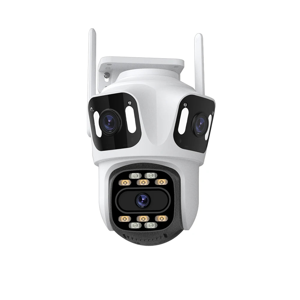 Cámara de seguridad WiFi para exteriores de 6K HD con tres lentes