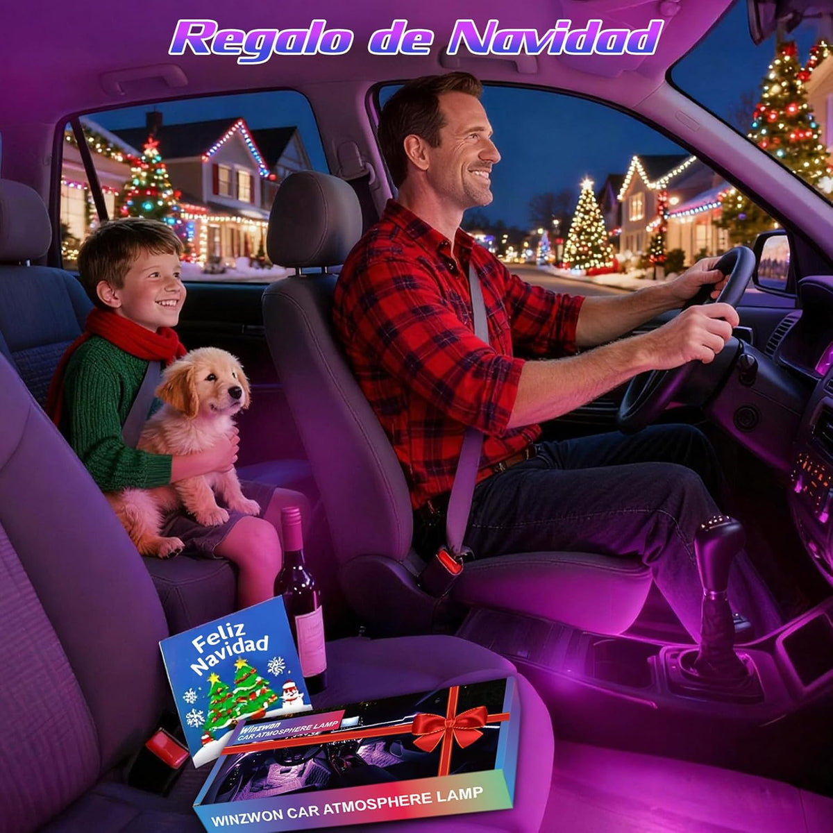 Winzwon - Iluminación Interior Para Coche, Lámpara LED, Accesorio Para Coche, Regalo Para Hombre, Mamá, Regalo Para Fiestas De Grand Mere Y Mujeres, Para Control De Aplicaciones