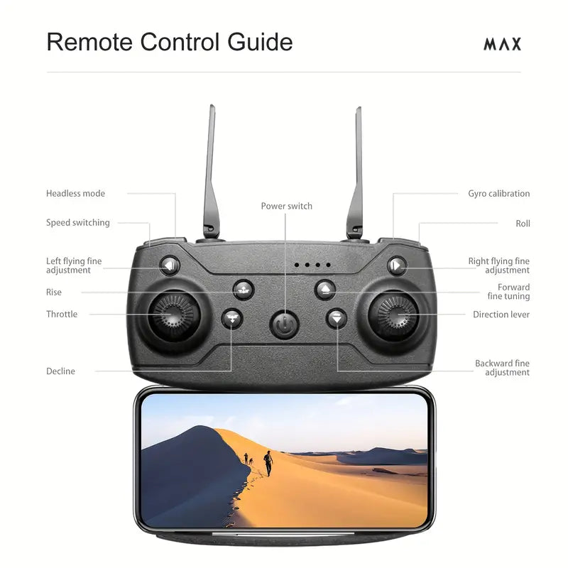 Dron cuadricóptero E88 con cámaras duales HD - Negro (cámara dual HD)