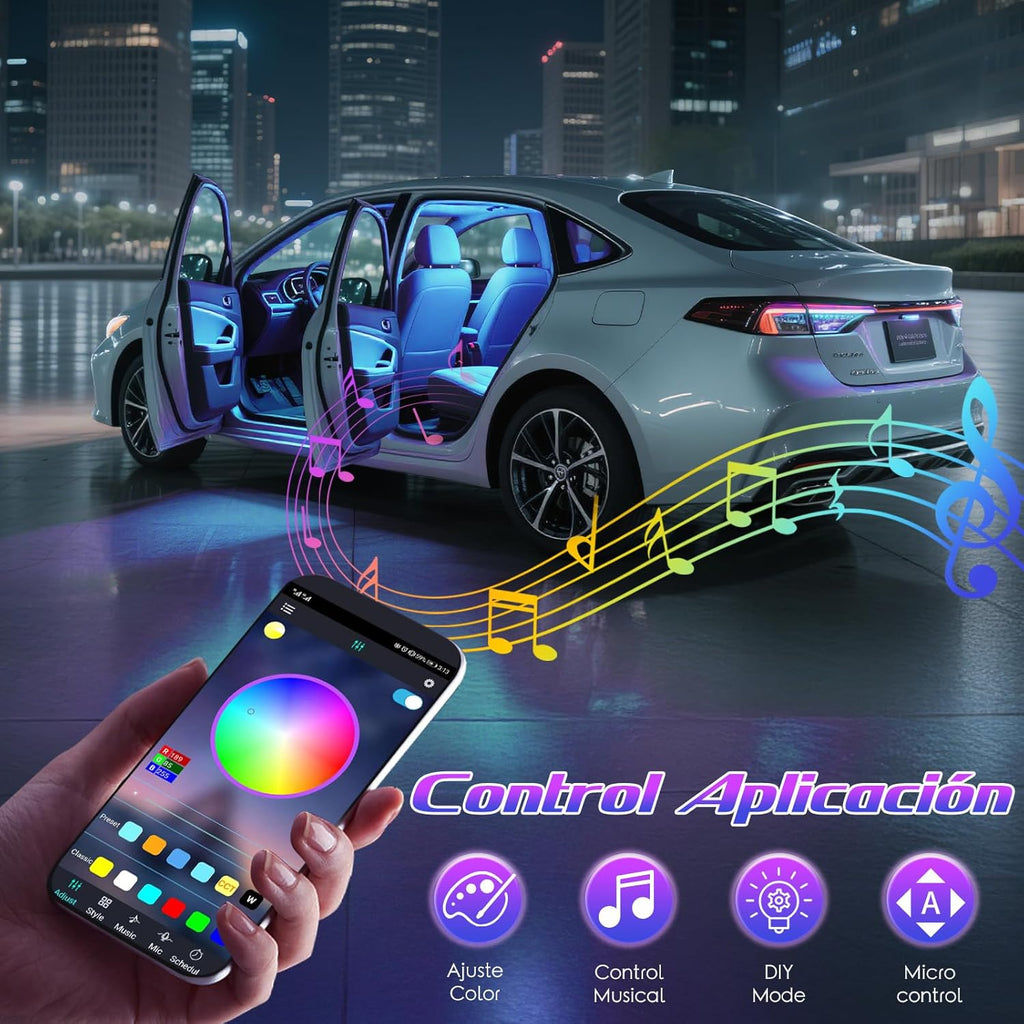 Winzwon - Iluminación Interior Para Coche, Lámpara LED, Accesorio Para Coche, Regalo Para Hombre, Mamá, Regalo Para Fiestas De Grand Mere Y Mujeres, Para Control De Aplicaciones