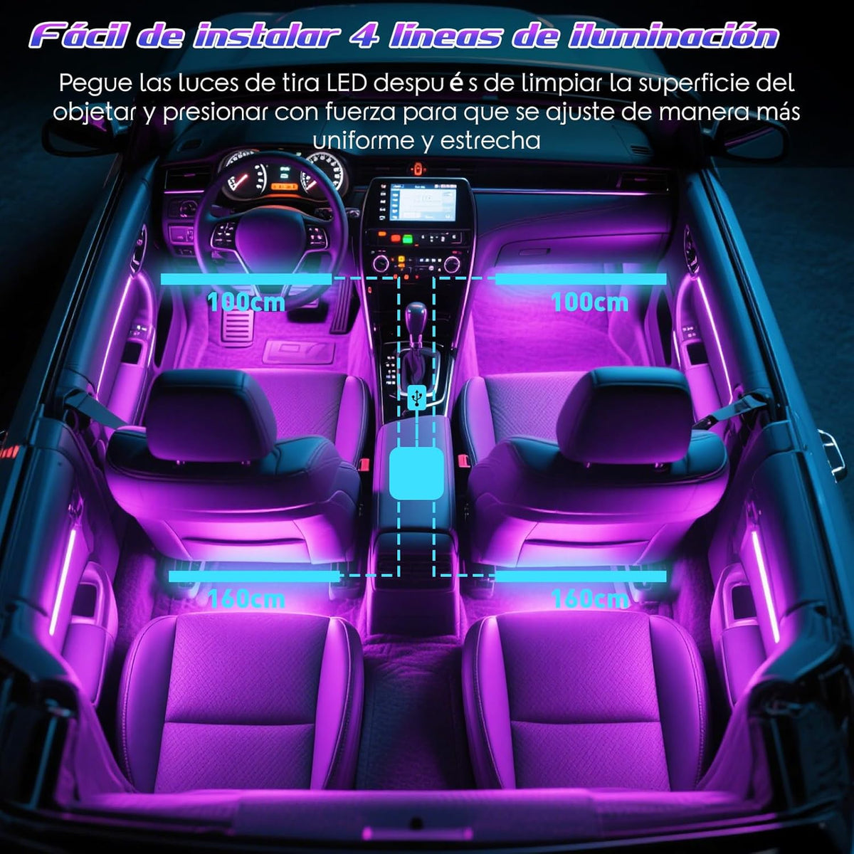 Winzwon - Iluminación Interior Para Coche, Lámpara LED, Accesorio Para Coche, Regalo Para Hombre, Mamá, Regalo Para Fiestas De Grand Mere Y Mujeres, Para Control De Aplicaciones