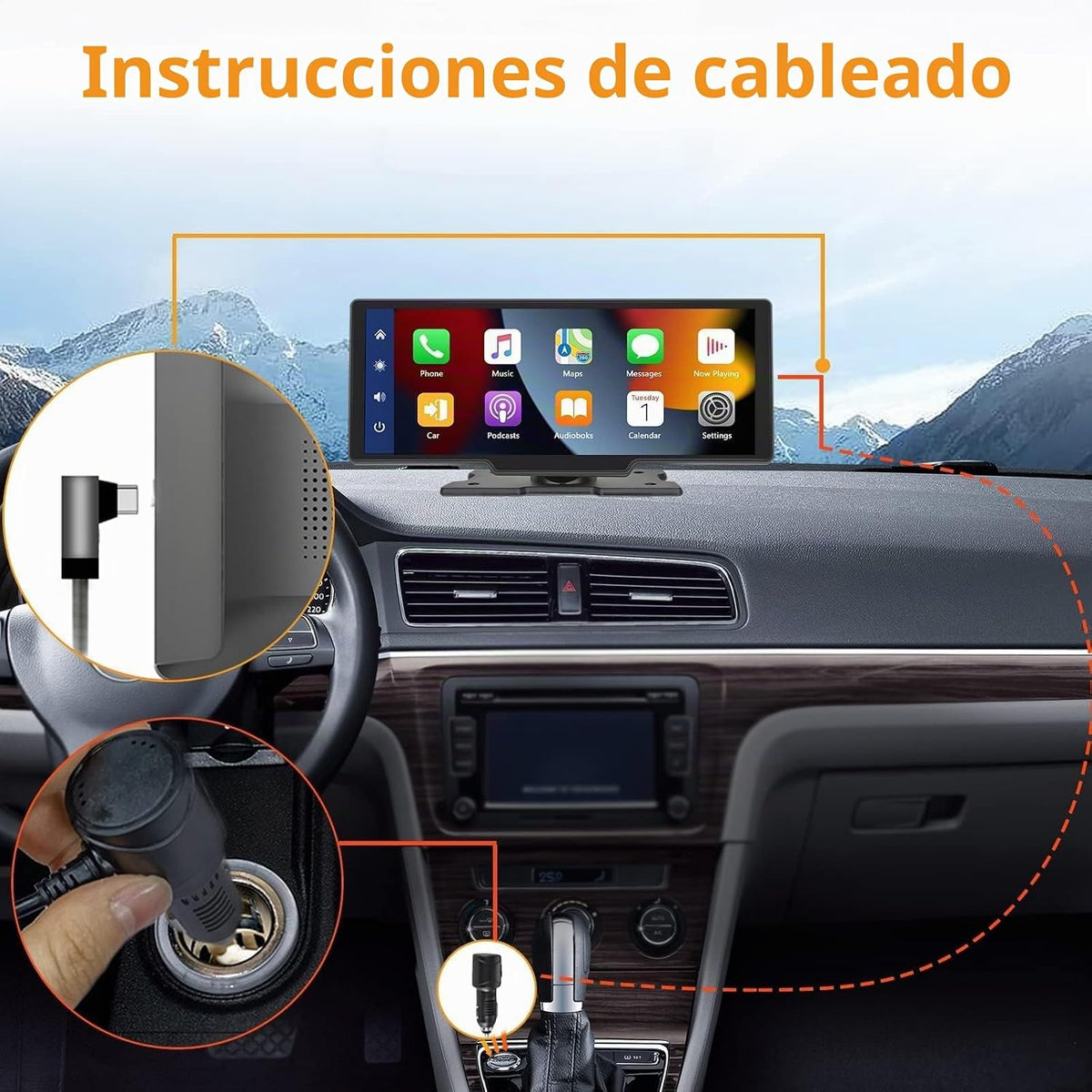 Podofo La Última Radio De Coche Portátil Inalámbrica Apple Carplay Y Android Auto,Pantalla Táctil IPS 1080P De 9,3 Pulgadas,Radio Estéreo Para Coche,Bluetooth, Aux,Control De Voz,Transmisor FM,TF
