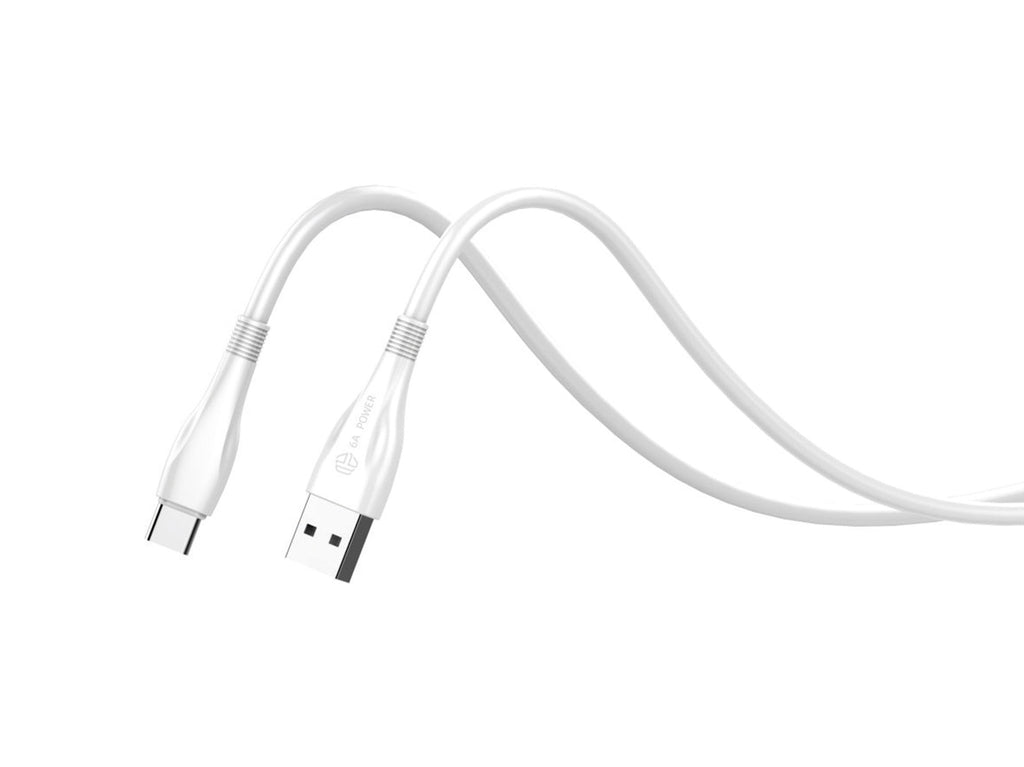 Cable de Datos de Carga Superrápida Techancy 6A Blanco TB1730, Puerto USB Tipo C, 1 M de longitud, Carga Rápida