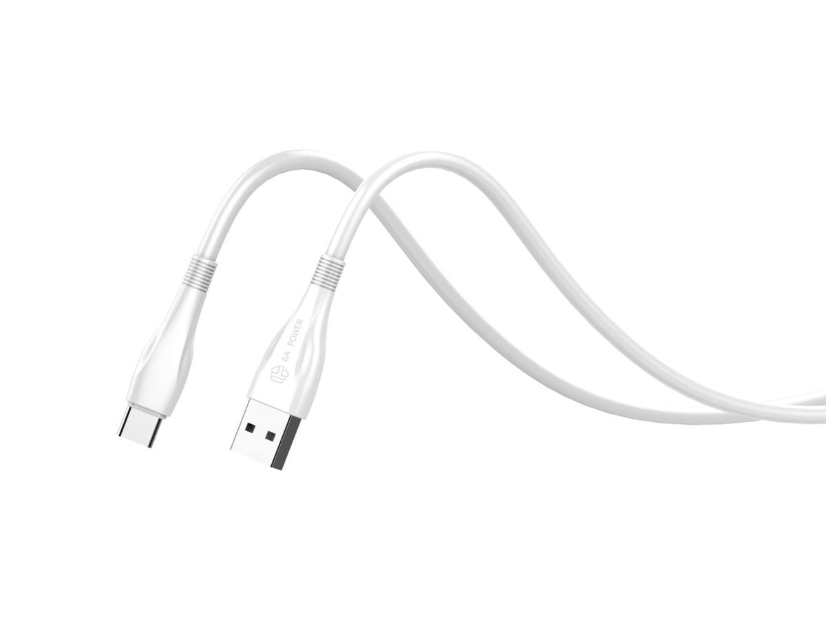 Cable de Datos de Carga Superrápida Techancy 6A Blanco TB1730, Puerto USB Tipo C, 1 M de longitud, Carga Rápida