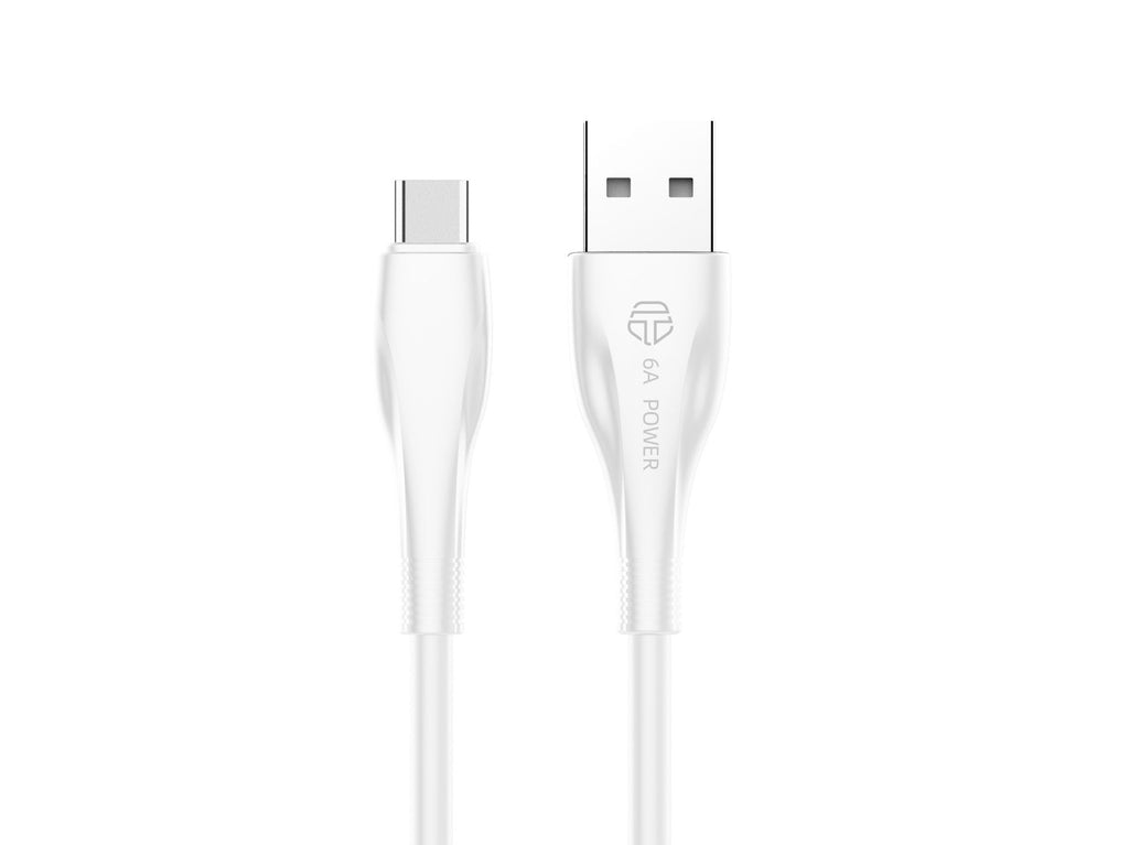 Cable de Datos de Carga Superrápida Techancy 6A Blanco TB1730, Puerto USB Tipo C, 1 M de longitud, Carga Rápida