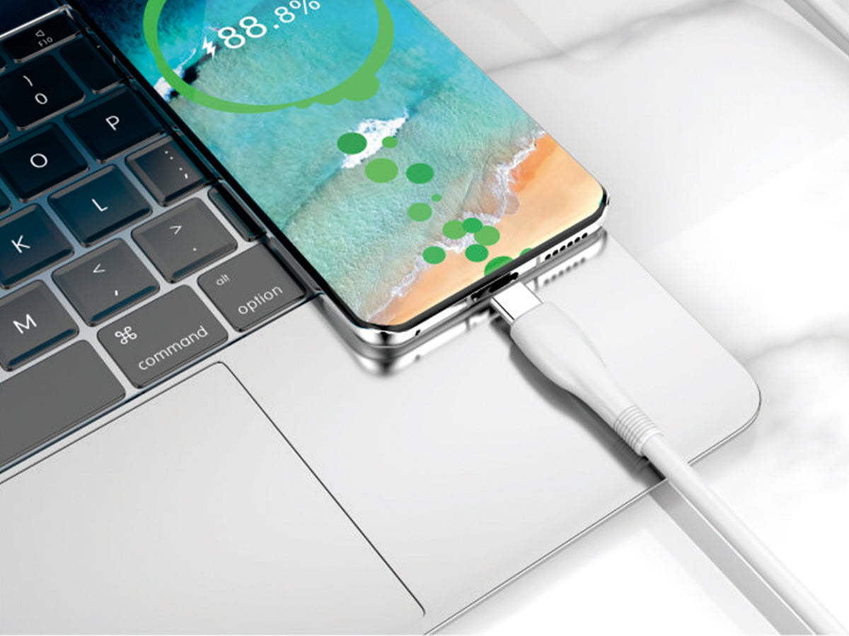 Cable de Datos de Carga Superrápida Techancy 6A Blanco TB1730, Puerto USB Tipo C, 1 M de longitud, Carga Rápida