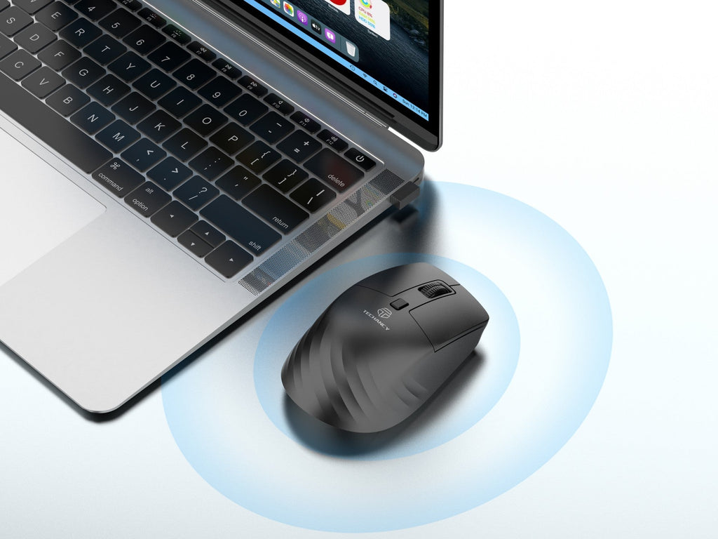 Ratón Inalámbrico Techancy 2.4G TJ6124 con Receptor USB, Plug and Play, Botones Silenciosos, DPI 800/1200/1600, Negro