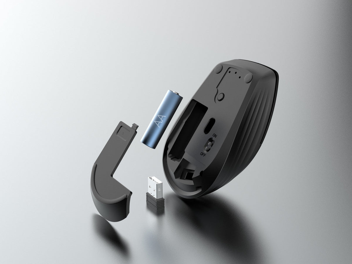 Ratón Inalámbrico Techancy 2.4G TJ6124 con Receptor USB, Plug and Play, Botones Silenciosos, DPI 800/1200/1600, Negro